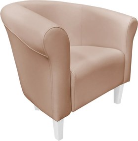 Fotel Milo tkanina Eko-skóra elegancki fotel do salonu i gabinetu : Kolor nogi - Biała, Kolor tkaniny - EKO-SKÓRA - 11D, Wysokość nogi - 15 cm
