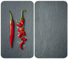 Zestaw 2 szklanych płyt ochronnych na kuchenkę Wenko Cayenne, 52x30 cm