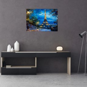 Obraz na szkle - Obraz olejny przedstawiający wieżę Eiffla (70x50 cm)