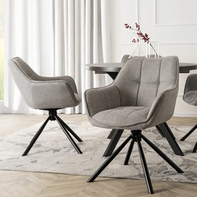 Krzesło Tapicerowane Obrotowe PEONY 2 Szare Nowoczesne Loft