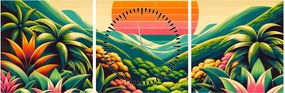Obraz - Kolorowy zachód słońca (z zegarem) (90x30 cm)