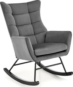 Tapicerowany popielaty bujany fotel C9-B06