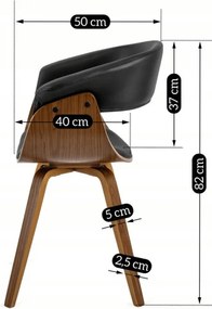 Krzesło Tapicerowane z Drewna Giętego Do Jadalni OHIO Czarne Ekoskóra Nowoczesne Loft