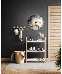 Biały regał w dekorze drewna egzotycznego 72x90 cm Bellwood – Umbra