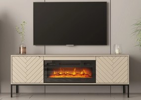Szafka RTV z kominkiem Aspen 02 cashmere/czarny 180 cm
