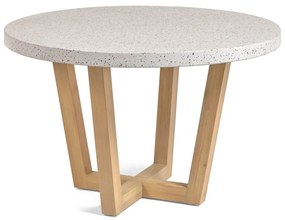 Biały stół ogrodowy z kamiennym blatem Kave Home Shanelle, ø 120 cm