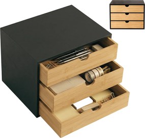 Organizer biurowy HEGO z 3 szufladkami, bambusowy, 25 x 31 x 25 cm