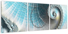 Obraz teksturowanej spirali (z zegarem) (90x30 cm)