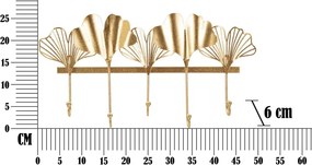 Metalowy wieszak ścienny w kolorze złotym Leaves – Mauro Ferretti