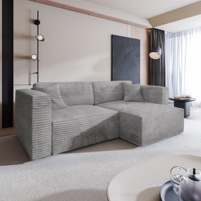 Masseno Narożnik NERIO z funkcją spania i pojemnikiem na pościel Narozniki L, Rozkładana sofa - Jasnoszary, TILIA 86