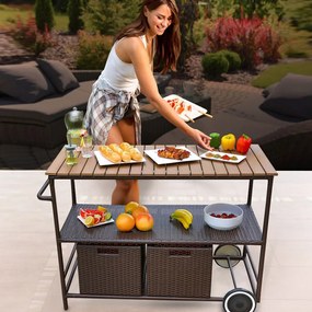 Barek rattanowy wenge 132 x 91,5 x 61 cm PATIO