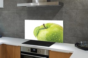 Szkło do Kuchni na Ścianę Zielone Jabłko w Kroplach Wody