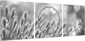 Obraz - Beżowa miękka trawa N⁰1 (z zegarem) (90x30 cm)