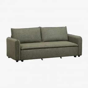 Sofa Rozkładana 3-osobowa Z Tkaniny Bouclé Drovi Bukla Szałwiowa Zieleń - Sklum