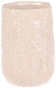 Ceramiczna doniczka, biała-beżowa, 15 x 15 x 21 cm, 21 cm
