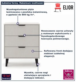 Komoda kaszmirowa z 3 szufladami ryflowana - Henex 4X