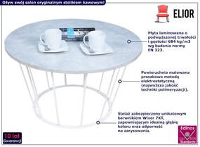 Okrągły stolik kawowy z białym stelażem beton - Savik 5X