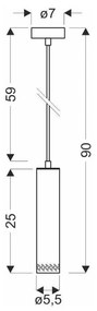 Czarna lampa wisząca z drewnianym kloszem ø 7 cm Tubo – Candellux Lighting