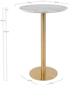 Okrągły stolik barowy z blatem w dekorze marmuru ø 70 cm Bolzano – House Nordic