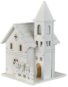 Świąteczna dekoracja świetlna Drewniany kościół, 8x 13 x 8 cm, LED