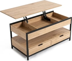 Ławostół Rozkładany LUCA 100 cm Dąb/Czarny Loft - Stół i Ława do Salonu