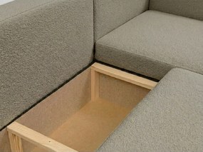 Rozkładana kanapa w kształcie U SMART BOUCLE 303x143 cm, szaro-brązowa