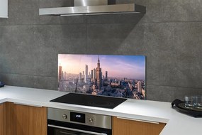 Panel szklany do Kuchni Poranny Blask nad Centrum Warszawy