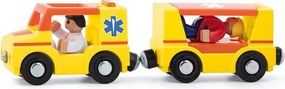 Woody Samochód pogotowia ratunkowego z figurkami do kolejki, żółty
