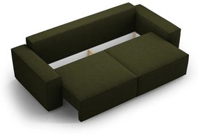 Ciemnozielona rozkładana sofa z materiału bouclé 247 cm Jodie – Micadoni Home