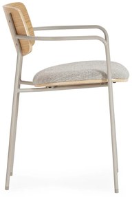 Jasnoszare/w naturalnym kolorze tapicerowane fotele jadalniane zestaw z podłokietnikami Nour – MOME