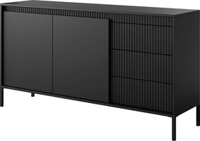 Komoda: 3 szuflady, 2 drzwi, czarna, 81,4 x 153,5 x 39,5 cm
