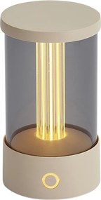 Zewnętrzna lampa stołowa beżowa ładowalna ze stacją ładującą IP65 - Grill