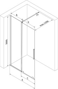 Mexen Velar ścianka prysznicowa rozsuwana Walk-in 140 x 200 cm, szron 8 mm, czarna - 871-140-000-33-70