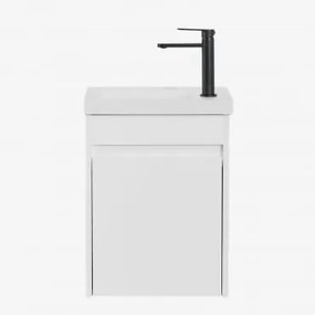 Zestaw Wiszących Mebli Łazienkowych Zintegrowany Z Umywalką Narek Biała & Bezlusterkowiec & Czarny ↑20 Cm Z - Sklum