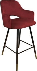 Hoker Milano krzesło barowe tkanina Welur podstawa metalowa : Kolor nogi - Czano-złota stożek, Kolor tkaniny - VELVET - MG31, Typ siedziska - Siedzisko stałe
