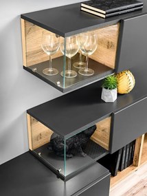 Meblościanka SILK dąb wotan/antracyt ASM Meble