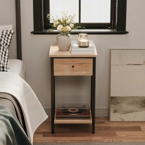 Stolik nocny komoda szafka szufladą półką jasny brąz industrialny loft 51cm