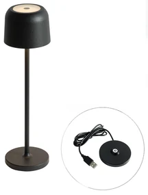Zewnetrzna Lampa stołowa czarna ładowana akumulatorowo w tym stacja ładująca - Raika Nowoczesny Oswietlenie zewnetrzne