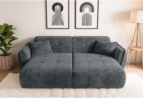 Ciemnoszara sofa z tkaniny szenilowej z szezlongiem 252 cm Nelia Big – Ropez