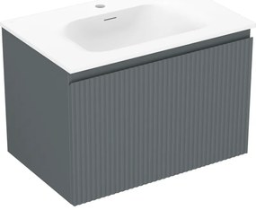 Mexen Rivel szafka łazienkowa 70 cm z umywalką Vela, 1 szuflada, ryflowana , grafit mat/biała mat - 91A20-07047-1-BF66-W23M01