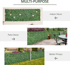 Outsunny Osłona Dekoracyjna Sztuczny Żywopłot Ciemnozielony 300x100cm Dekoracja Ściennej Przestrzeni | Aosom PL