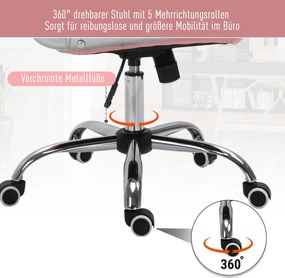 HOMCOM Ergonomiczne krzesło biurowe wyściełane różowe oparcie regulowane PU 59x60x95–105 cm | Aosom PL