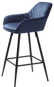Niebieski aksamitny hoker (wysokość siedziska 67 cm) Milton – Unique Furniture