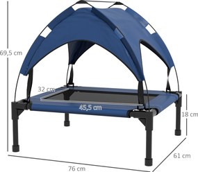 PawHut Legowisko dla psa z daszkiem, Niebieskie, Oddychające, Wodoodporne, do 20 kg, 76 x 61 x 69,5 cm