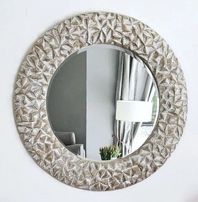 Wiszące, okrągłe lustro, styl modern.