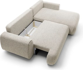 Masseno Narożnik ZEST z funkcją spania i pojemnikiem na pościel Narozniki L, Rozkładana sofa - Beżowy, PUENTE 06