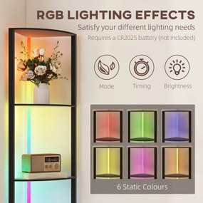HOMCOM LED Lampa Stojąca 5-poziomowa z Regulacją Jasności, RGB Zmiana Koloru, Pilot