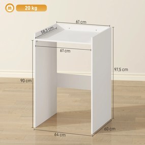 HOMCOM Szafka łazienkowa wnękowa z otwartą półką, szafka łazienkowa do małych pomieszczeń, 64 x 60 x 97,5 cm, Biały | Aosom PL