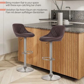 MIADOMODO Stołek barowy 2 szt, bez podłokietnika, brązowy