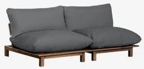 Sofa Modułowy Rozkładany 2-częściowy Z Drewna Akacjowego Brina Grafitowa Szarość - Sklum